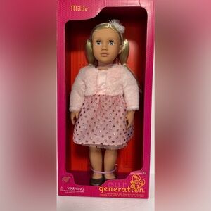 18" Our Generation Doll "Millie" In Winter Ball Outfit With Fuzzy Sweater New